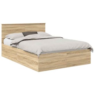 vidaXL Estructura De Cama Con Cabecera Roble Sonoma 150 X 200 Cm Vidaxl