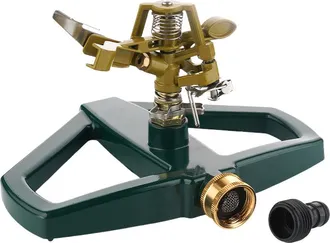 Angel Cerd&aacute; Aspersor Pulsante Met&aacute;lico De 360&deg; - Base De Zinc Duradera - Apto Para C&eacute;spedes, Patios Y Jardines - Intensidad De Pulsaci&oacute;n Ajustable - Robusto Y Dur
