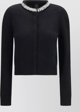 Pinko cashmere-blend slim-fit jewel-embellished cardigan