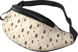 Generic Cute Colorful Coccinellidae Print Waist Packs Belt Bag With Headphone Jack Bumbags For Cycling Running Marathon 14X35Cm
