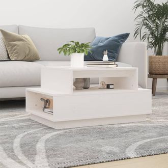 vidaXL Vidaxl - Mesa De Centro Madera Maciza De Pino Blanco 80x55x40,5 Cm