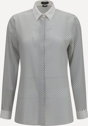 Tom Ford Camicia in crepe de chine di seta con stampa a rombi Woman 38