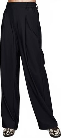 Carbon38 Stretch Woven Tailored Fit Wide Leg Pants In Black