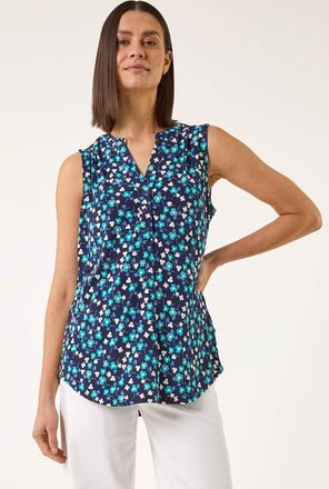 Roman Floral Puff Print Vest Top