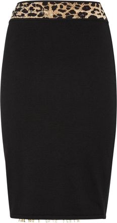 Philipp Plein Knit Short Skirt Leopard - Dames - Korte rokken - Zwart - L - Polyester - Rokken