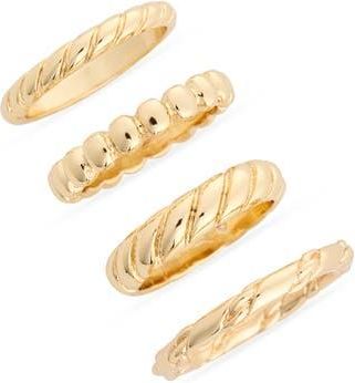 Nordstrom Rack Set of 4 Twisted Band Stackable Rings in Gold at Nordstrom Rack, Size Small/medium