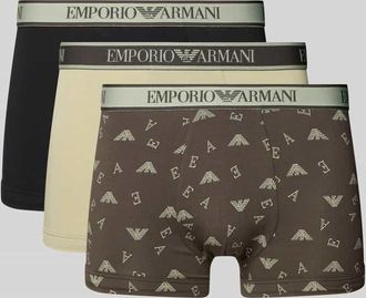 Emporio Armani Trunks im 3er-Pack mit elastischem Logo-Bund in Mittelbraun, Gr&ouml;&szlig;e XXL
