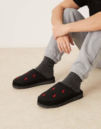 Polo Ralph Lauren Reade Scuff - Pantofole nere con logo-Nero