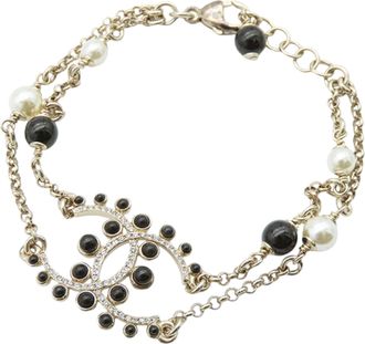 Chanel Faux Pearl Rhinestones Bracelet
