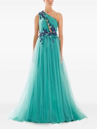 Tarik Ediz Lucia floral-embellishment maxi dress - women - Fabric - 38 - Green