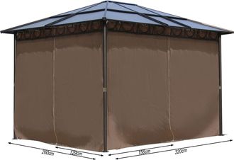 Quick-Star Quick-star - 4 Seitenteile F&uuml;r Hardtop Pavillon 3x3,6m Seitenwandset Sichtschutz Vorh&auml;nge