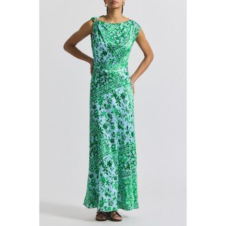 Derek Lam Maritza Watercolor Tile Print Maxi Dress in Kelly Green Multi at Nordstrom Rack, Size 2