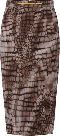 Elisabetta Franchi alligator-patterned midi skirt - Brown