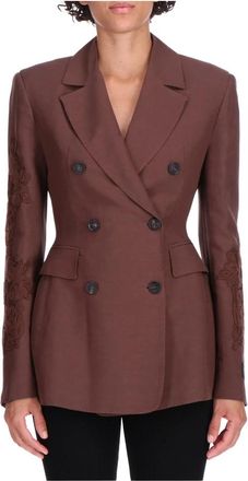 Ermanno Scervino Giacca doppiopetto - Dames - Blazers - Bruin - M - Leer - Jassen