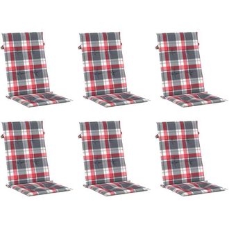 vidaXL Cuscini per Sedie 6 pz Rossi a Quadri 120x50x3 cm in Tessuto Vidaxl