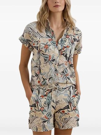 Lauren Ralph Lauren floral print short-sleeve top - women - Linen/Flax - M - White