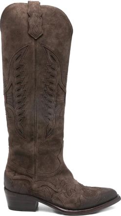 Damy wins-embroidered cowboy boots - Brown