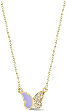 Ember Fine Jewelry 14K 0.07 Ct. Tw. Diamond Enamel Butterfly Necklace