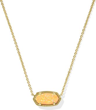 Kendra Scott Womens Elisa Short Pendant Necklace In Citrus Lab Grown Opal