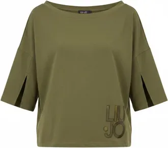 Liu Jo T-shirt Over - Dames - T-shirts - Groen - L - Katoen - Tops