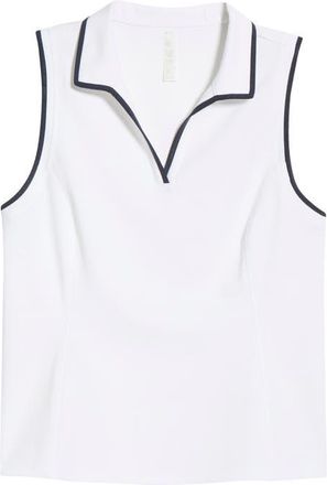 Zella Pace Piqu&eacute; Knit Polo Tank in White at Nordstrom, Size X-Small