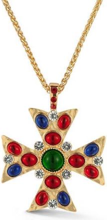 Sphera Milano Cabochon Cross Statement Necklace in Gold at Nordstrom Rack