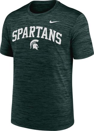 Nike Michigan State Primetime Arch Logo Velocity Nike Mens Dri-FIT College T-Shirt in Green | NKPQ3EYMST-DNF