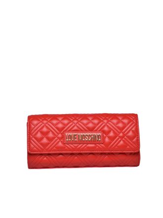 Love Moschino Red Polyurethane Quilted Baguette