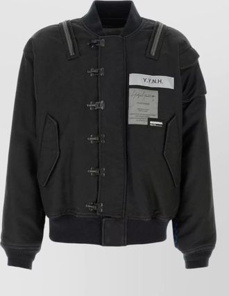 Yohji Yamamoto denim neighborhood bomber jacket graphic patches