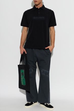 Palm Angels Logo Polo Shirt, Mens, Black