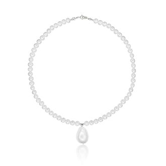 Lily & Roo Silver Pearl with Baroque Drop Necklace