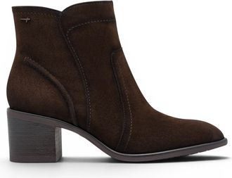 Tamaris Tamaris Womens Mocca Brown Suede Leather Heeled Ankle Boots - 25313-47 - Dark Brown - Size EU 38