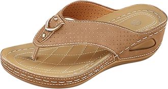 Generic Sandals For Women 2026 Comfortable Wedge Womens Flip Flops with Comfort Arch Support Fashion Summer Beach Travel Orthotic Walking Thong Sandals Slip o