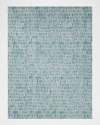 Exquisite Rugs Ink Blot Hand-Tufted Turquoise Rug, 12 x 15