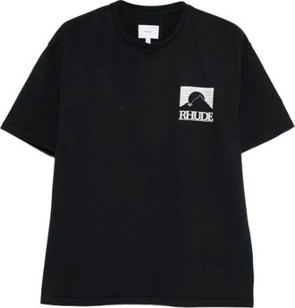 Rhude T-shirt girocollo con stampa - Nero