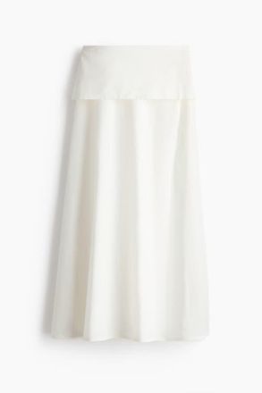 H&M Flounced Poplin Skirt in Cream at Nordstrom, Size 20