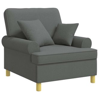 vidaXL Sill&oacute;n Xl Con Cojines Gris Oscuro Tela Vidaxl