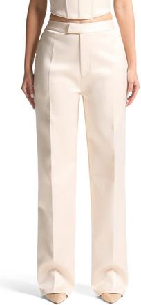 Mani&egrave;re De Voir Bella Satin Tailored Trousers in Champagne at Nordstrom, Size 12