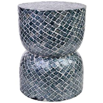 Wanderlust Deco Taburete de madera y capiz gris d35,5x46h cm