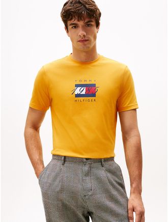 Tommy Hilfiger Mens Short-Sleeve 1985 Flag Graphic T-Shirt - Yellow - XXL
