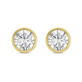 Diana M. Jewels 14KT YELLOW GOLD LAB GROWN ROUND STUDS IN A BEZEL SETTING WEIGHING 12.00 CTS TW