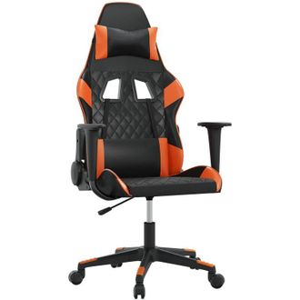 vidaXL Silla Gaming De Masaje Cuero Sint&eacute;tico Negro Y Naranja Vidaxl