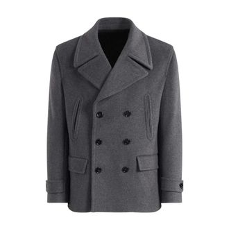 Dondup Wolmix Velours Peacoat - Heren - Mantels - Grijs - Maat: M Wol