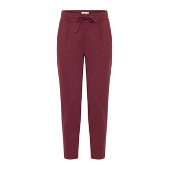 Ichi Ichi - Elastische taille Cropped Slim-Leg Broek - Dames - Broeken - Bruin - Maat: S