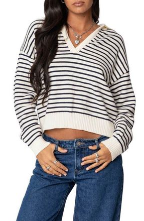 Edikted Copenhagen Oversize Stripe Sweater in Navy-And-Cream at Nordstrom, Size X-Small
