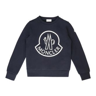 Moncler Kids Sweatshirts, male, Blue, 12 Y, Crew-neck Sweatshirt
