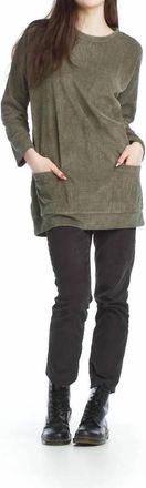 Papillon Textured Tunic With Patch Pockets In Khaki