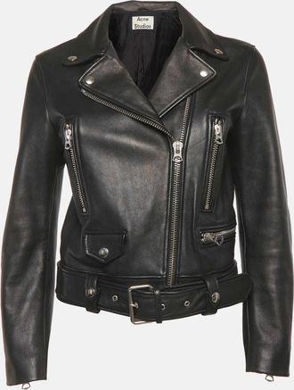 Acne Studios Black Leather Mock Biker Jacket