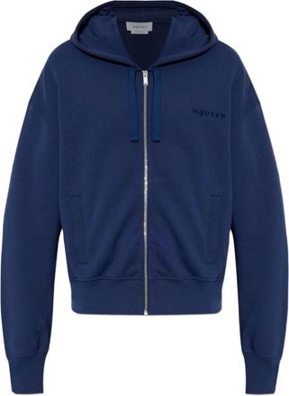 Alexander McQueen Hoodies & sweatvesten, Heren, Blauw, L, Leer, Blauwe Sweatshirt Stijlvol Comfortabel Casual