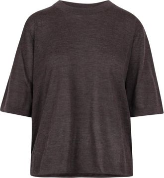 Loulou Studio Cashmere T-shirt - Dames - Cashmere truien - Bruin - S - Kasjmier - Truien & Vesten